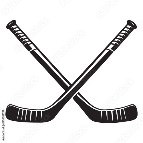 Hockey Sticks Black Silhouette Illustration Vector Sport Equipment Image