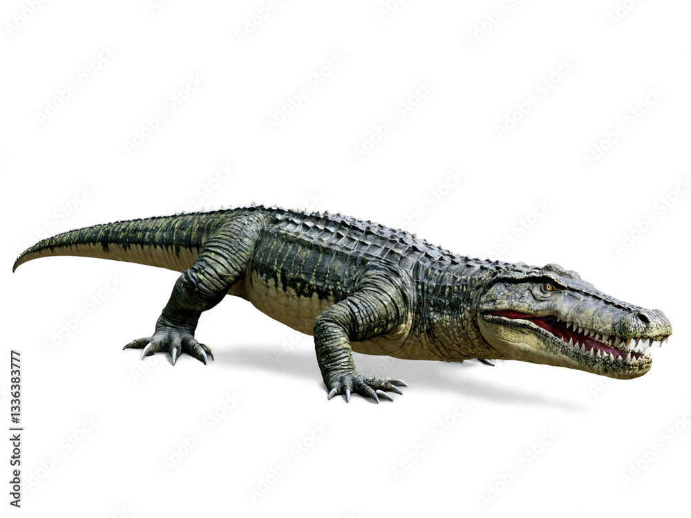 Naklejka premium Sarcosuchus Imperator, A Realistic Depiction of an Ancient Crocodile
