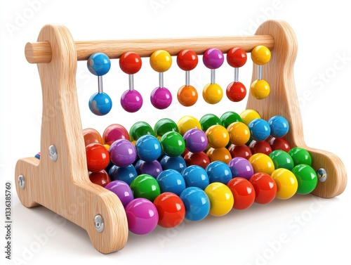 Colorful Wooden Abacus with Round Beads for Educational Play and Early Childhood Learning
