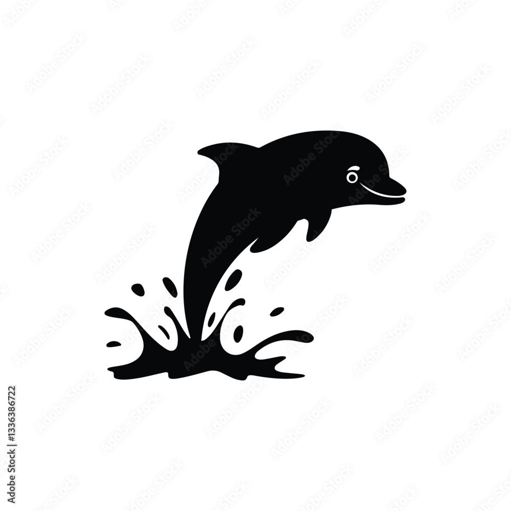 Fototapeta premium dolphin jumping silhouette isolated on white background