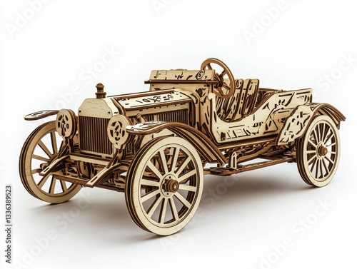 Vintage Wooden Car Model Kit with Intricate Detailing and Classic Design for Craft and Hobby Enthusiasts