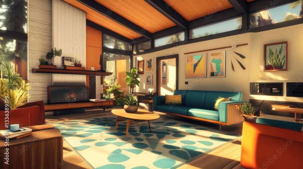 Fototapeta premium A modern home interior decorated with contemporary style and furnishings
