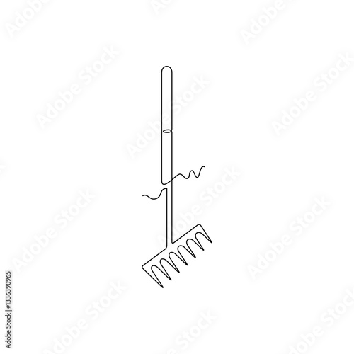 one line art Rake tool vector illustration. line art, one continuous line, simple, hand drawn and sketch style. for icons, symbols, signs or logos