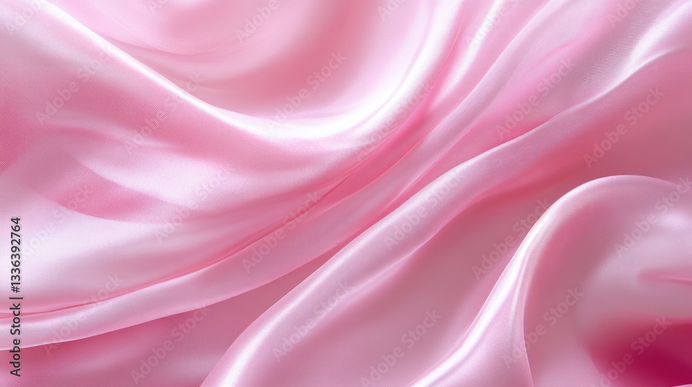 Obraz premium Soft flowing pink fabric draped in elegant and smooth waves