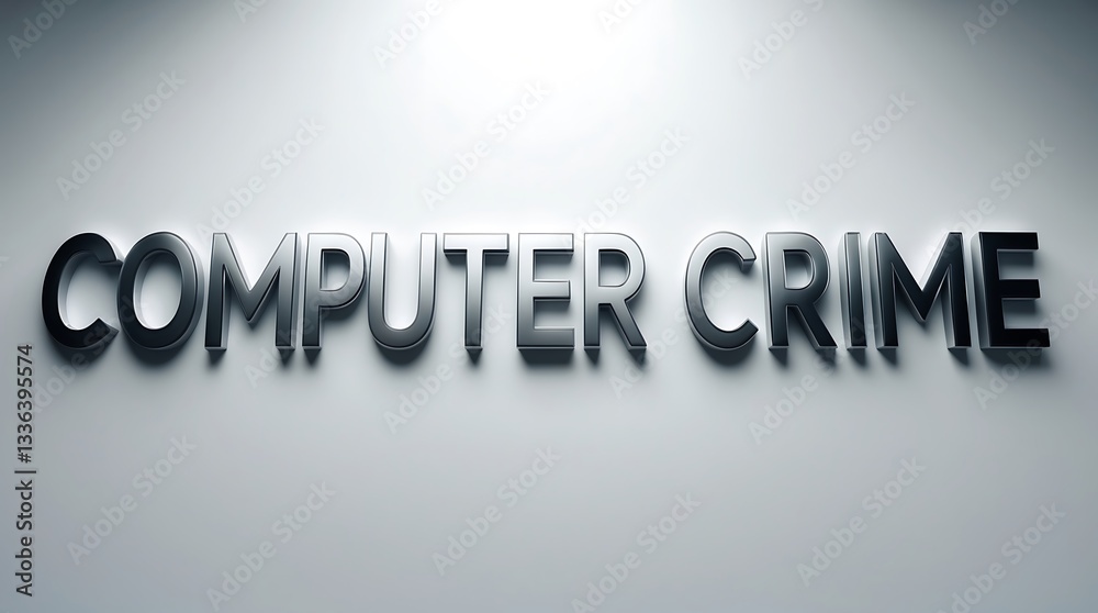 Bold lettering representing computer crime on a smooth surface