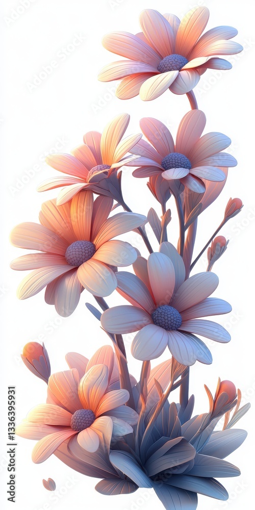 Fototapeta premium Delicate pastel flowers with soft petals and gentle hues showcasing floral beauty and artistic elegance in a serene composition