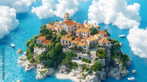 Enchanting fairytale castle surrounded by a picturesque landscape, a dream destination

