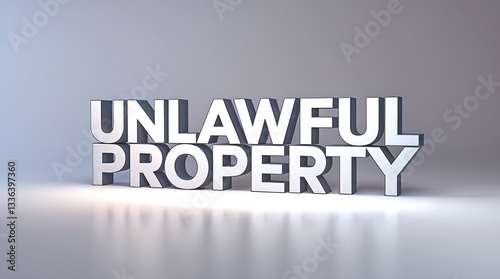 Bold text stating unlawful property against a plain backdrop with subtle lighting