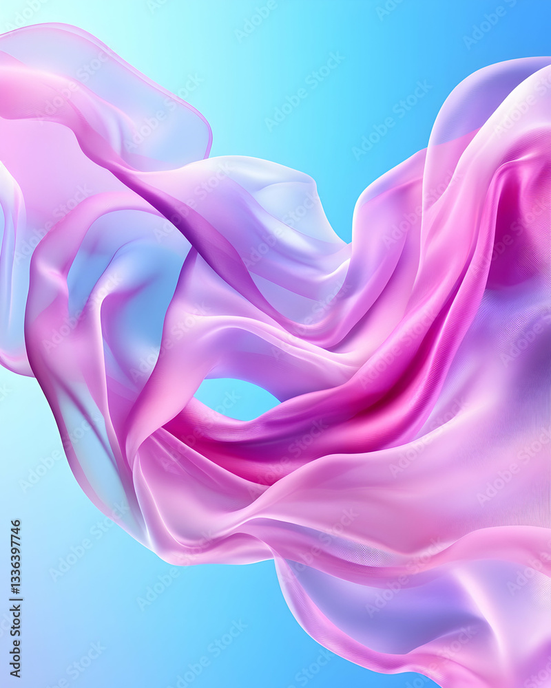 Fototapeta premium Flowing pastel pink and blue silk fabric