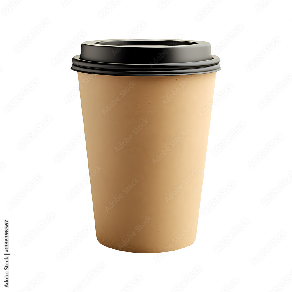 Takeaway coffee cup with black lid isolated on transparent background Takeaway coffee cup with black lid isolated on transparent background