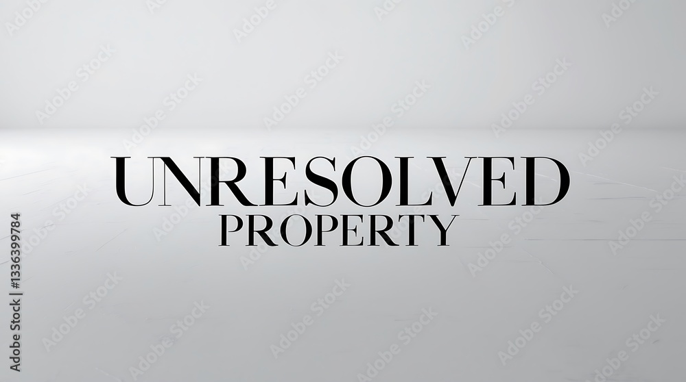 Fototapeta premium Unresolved property text centered on a minimalist background in a blank space