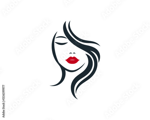 woman face logo design icon vector illustration. 