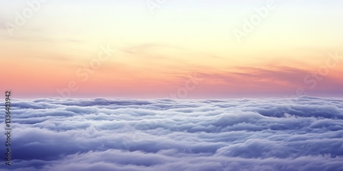Sunset cloudscape, aerial view, pastel sky