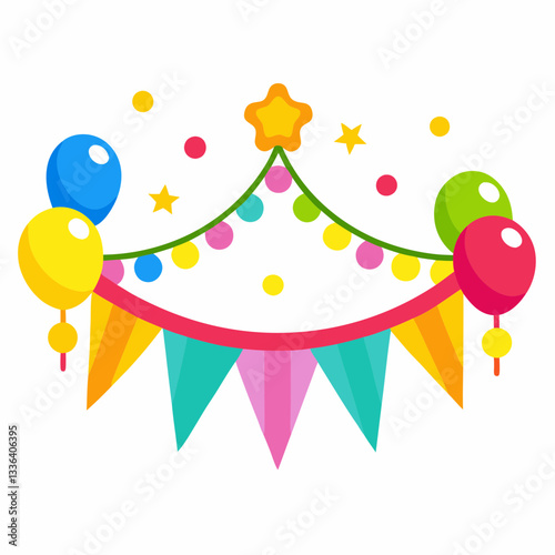 kids  party banner with bright colors