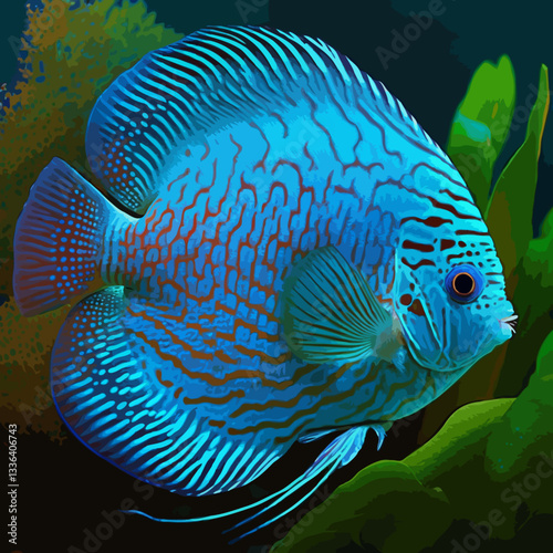 Blue discus fish