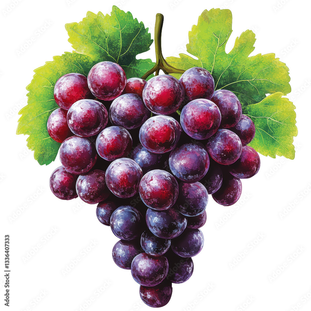 Fototapeta premium [Transparent Background PNG]Beautiful Cluster of Red Grapes Illustration