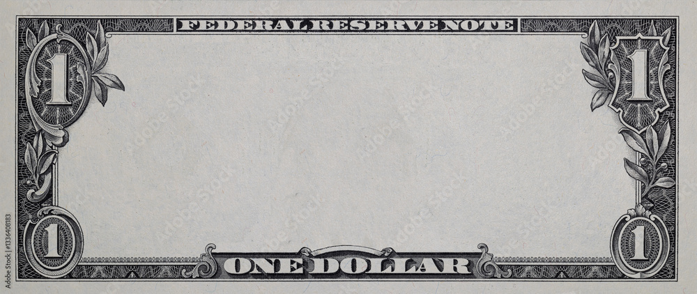 U.S. 1 dollar border with empty middle area