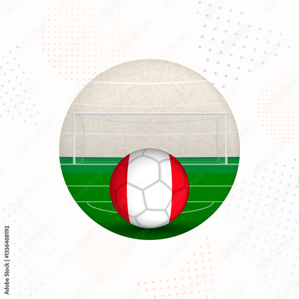 Naklejka premium Peru Flag Football Image for Sports Promotions, Peru Soccer Ball Ready for Kickoff.