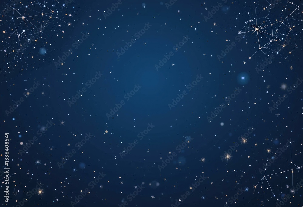 Fototapeta premium Modern Abstract Cosmic Digital Illustration Stars Constellations Deep Blue Background - Futuristic Website Background Technology Science Content