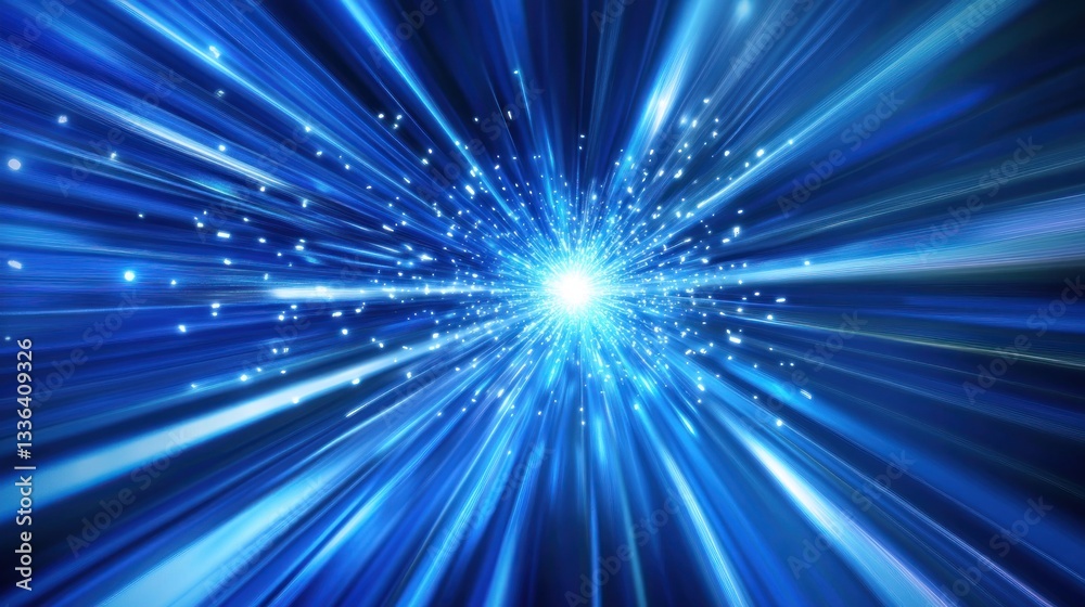 Fototapeta premium Abstract Blue Light Speed Burst