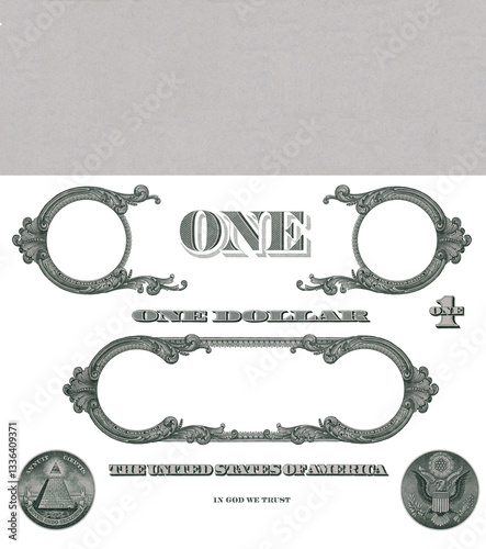 Obraz na płótnie Elements of 1 US dollar banknote w salonie
