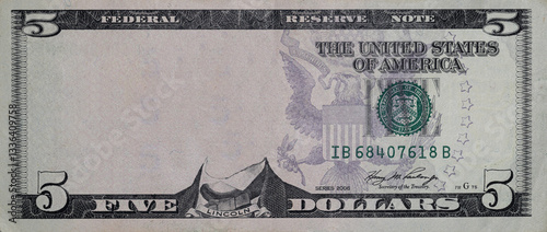 Obraz na płótnie U.S. 5 dollar border with empty middle area w salonie