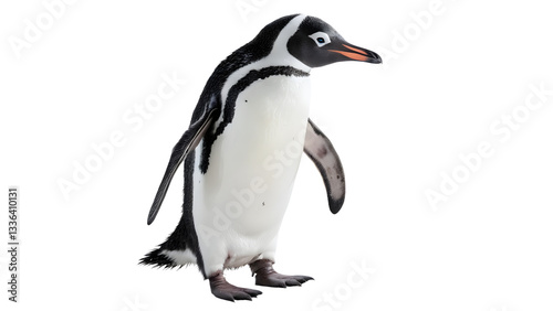 Charming Penguin Standing isolated on transparent background.