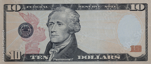 Obraz na płótnie 10 dollar banknote with empty middle area w salonie