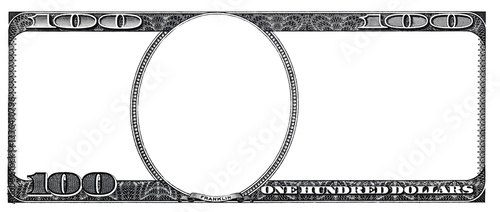 100 dollar border with empty transparent middle area