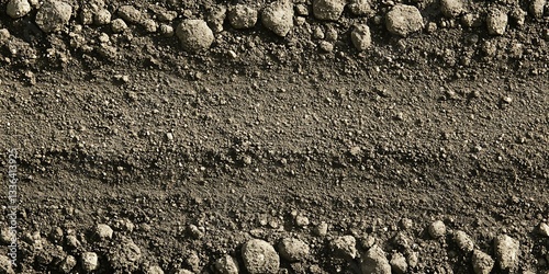Dark soil texture, rocky ground