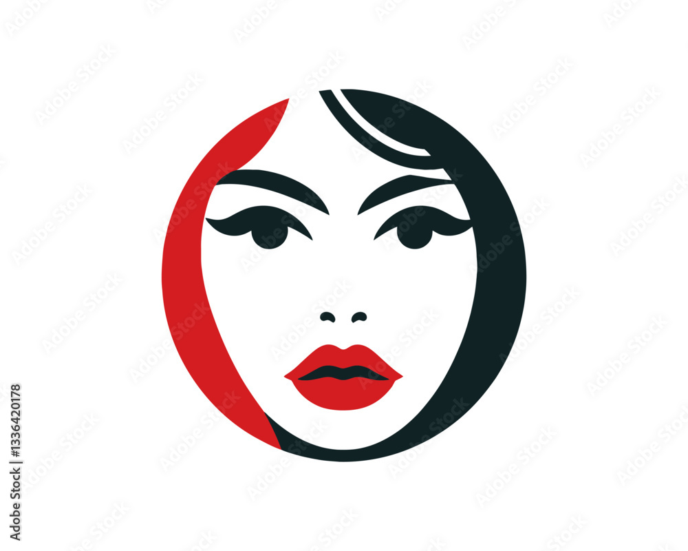 woman face with red lips woman face with red lips