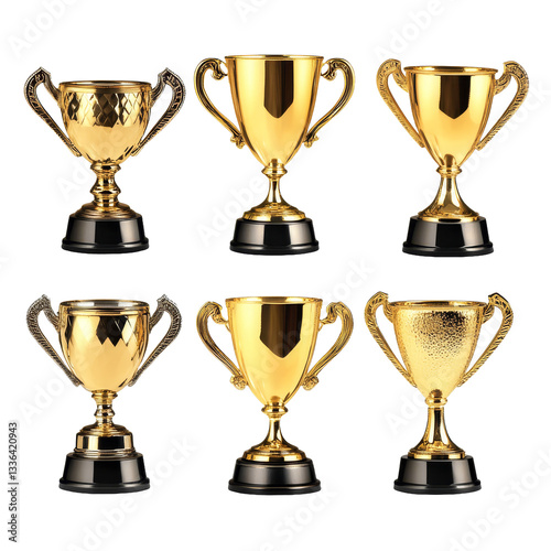 [Transparent Background PNG]Collection of Golden Trophy Cups