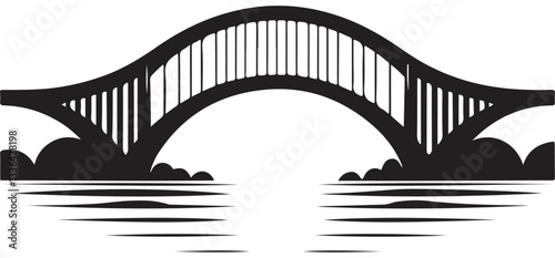 Arched bridge vector illustration architectural spanning structure graphic element