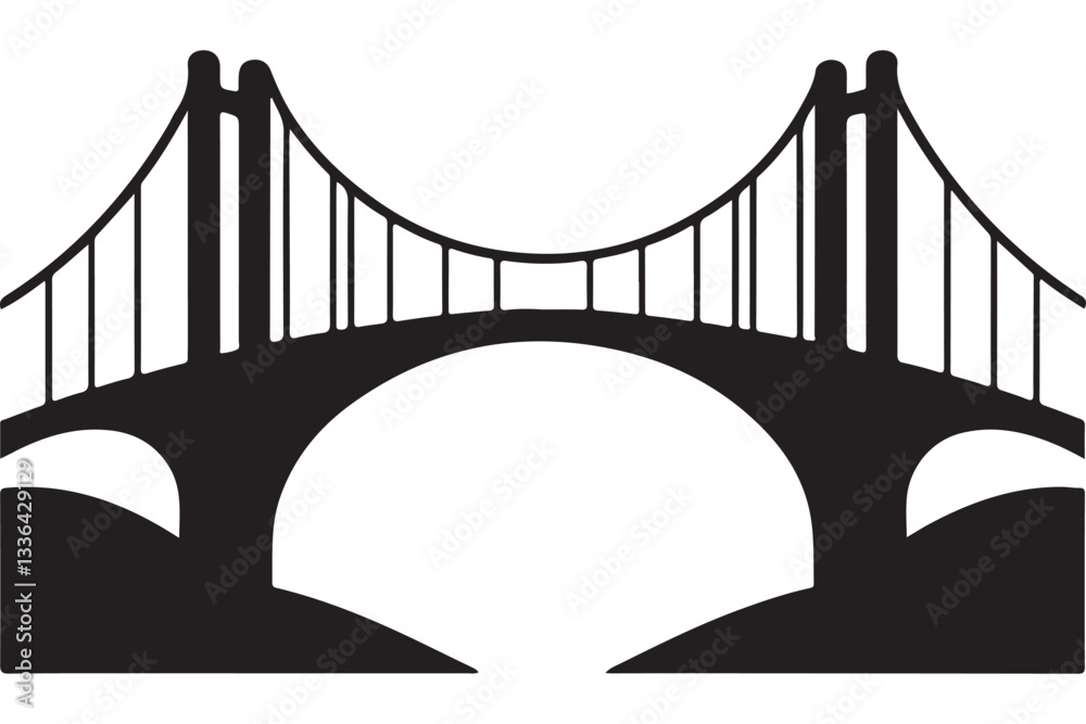 Obraz premium Symmetrical Bridge Illustration Artwork Vector for Architectural and Design Projects
