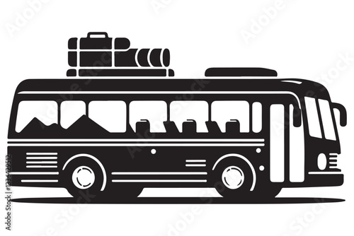 Classic Bus Silhouette Vector Illustration for Travel and Transportation