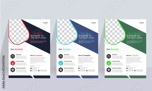 Corporate creative colorful business flyer template design set, abstract business flyer, vector template design or business poster template design