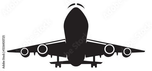 Four Engine Commercial Airplane Vector Silhouette for Aviation Enthusiasts