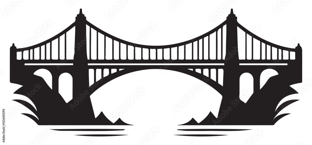 Obraz premium Majestic Bridge Vector Silhouette Illustration Architecture Design Download