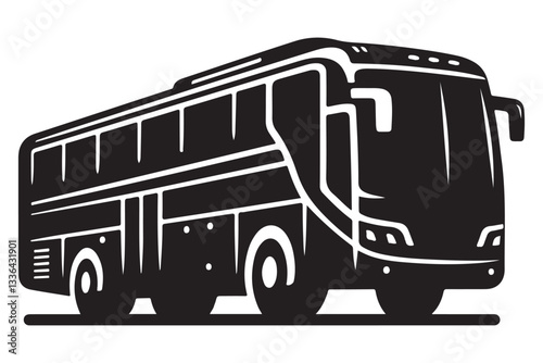 Luxury Tour Bus Vector Silhouette Illustration for Travel Agencies