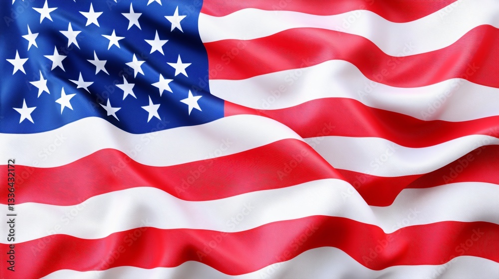 Waving American flag, vibrant colors and fabric texture, patriotic theme, ideal for uses in national events or celebrations. Waving American flag, vibrant colors and fabric texture, patriotic theme, ideal for uses in national events or celebrations.