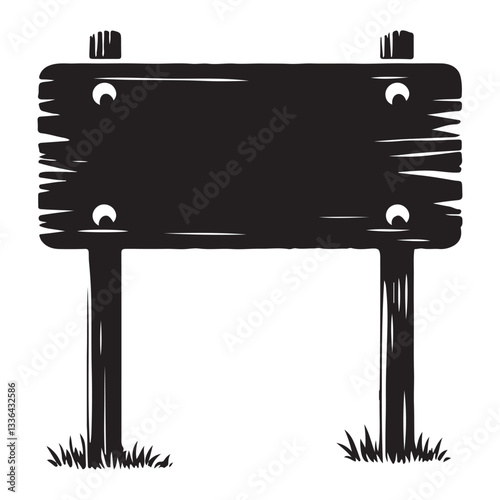 Rustic Wooden Sign Vector Illustration for Outdoor Advertisement and Guidance