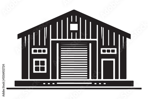 Commercial Warehouse Building Vector Illustration for Storage or Industrial Use