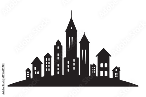 City Skyline Silhouette Vector Illustration Urban Landscape Design