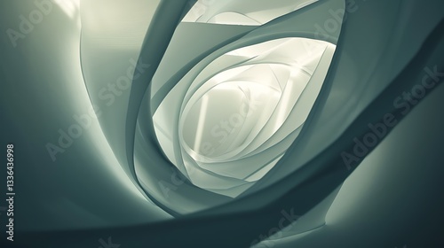 The interplay of light and shadow emphasizes the three-dimensional form and evokes a feeling of spaciousness.