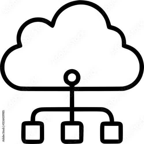 Cloud system in outline icon style, UX UI theme.
