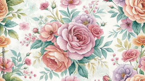 Pastel Flower Backdrop, Culinary Photography, Panoramic Food Photo, Spring Floral Background, Delicate Bloom