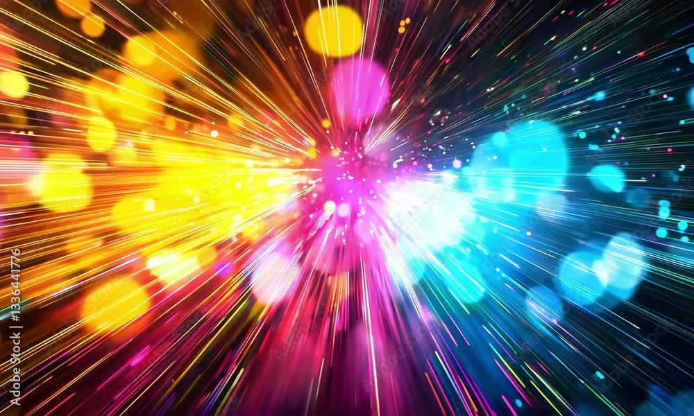 A dazzling neon fiber optic effect background in dynamic bold colors

