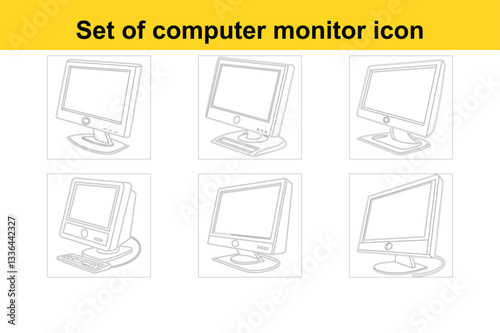 Minimalist computer icon for digital use