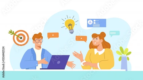 Business Growth Mindset Flat Character Animation Scene loop