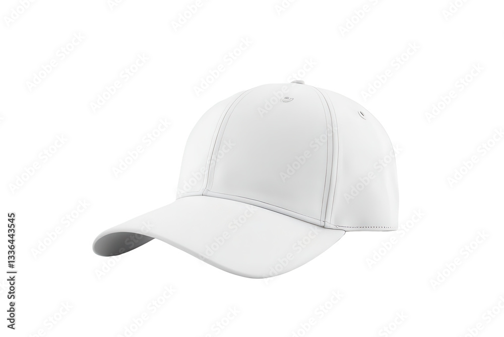 White Baseball Cap With Stitching Detail Isolated On White Background White Baseball Cap With Stitching Detail Isolated On White Background